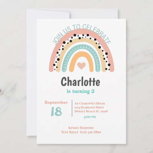 Invitation 2e anniversaire Rainbow Coral (Devant)
