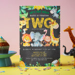 Invitation 2e anniversaire Safari Jungle Chalkboard Cute Kids<br><div class="desc">2nd Birthday Safari Jungle Chalkboard Cute Kids Customisez cette invitation avec le texte en utilisant le bouton Modifier pour personnaliser vos invitations.</div>