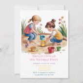 Invitation 2e anniversaire Sandbox Girl Party (Devant)