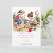Invitation 2e anniversaire Sandbox Girl Party (Debout devant)