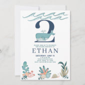 Invitation 2e anniversaire sous la mer Aquarelle baleine (Devant)