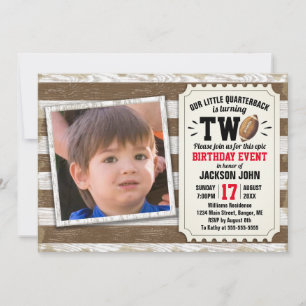 Invitation 2e anniversaire Sports photo Football Rustique Bro