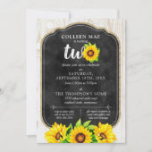 Invitation 2e anniversaire Sunflower & Rustic Wood Country Fa (Devant)