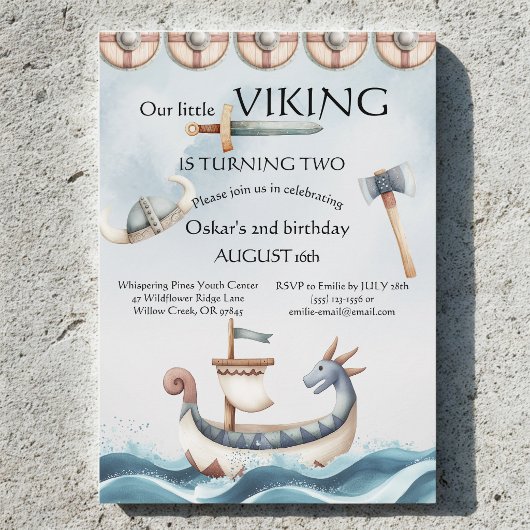 Invitation 2e anniversaire thème Viking garçon