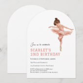 Invitation 2e Anniversaire Tutu Rose de Fille de Ballet (Devant / Derrière)