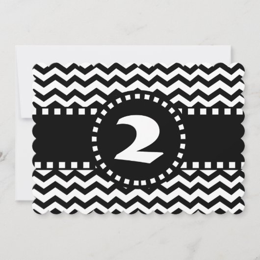 Invitation 2e anniversaire Zig Zag W02B noir et blanc (Devant)