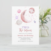 Invitation 2e Deux La Lune Fille d'anniversaire (Debout devant)