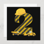 Invitation 2e Digger d'anniversaire 2 ans Constructeur Excava (Devant / Derrière)
