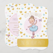 Invitation 2e fête d'anniversaire| Princesse Ballerina à Tutu (Devant / Derrière)
