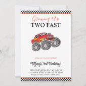 Invitation 2e fête d'anniversaire Voitures fête deux jeûne (Devant)