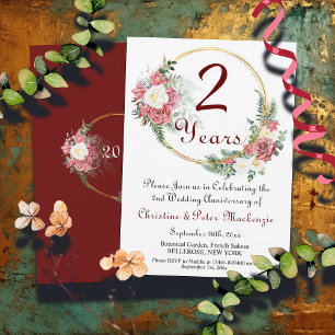 Invitation 2e Mariage de coton Anniversaire Rose Gold Frame