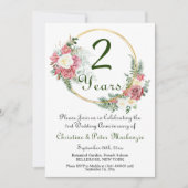 Invitation 2e Mariage de coton Anniversaire Rose Gold Frame (Devant)