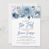 Invitation 2ème anniversaire fête Dusty Blue Floral (Devant)
