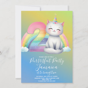 Invitation 2ème anniversaire Kitten Rainbow Party