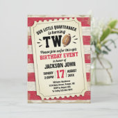 Invitation 2ème anniversaire Sports Football Ticket Rustic Re (Debout devant)