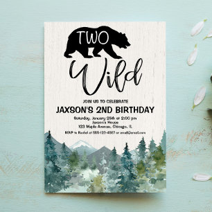 Invitation 2ème Deux Sauvage garçon d'anniversaire rustique m