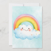 Invitation 2ème été aquarelle arc-en-ciel bleu ciel anniversa (Dos)