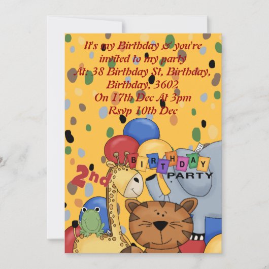 Invitation 2ème Fête d'anniversaire (Devant)