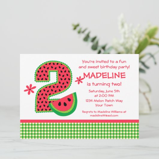 Invitation 2ème guingan d'anniversaire de pastèque (Debout devant)