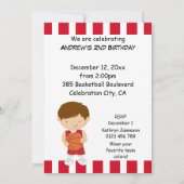 Invitation 2ème Joueur de basket rouge et blanc v2 (Dos)