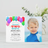 Invitation 2ème photo de bleu de ballon d'anniversaire de (Debout devant)