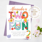Invitation 2nd Birthday Invite, Colorful Spring, Two Much Fun