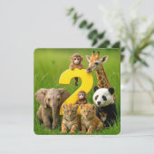 Invitation 2nd Birthday Party Wildlife Animal Babies (Debout devant)