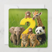 Invitation 2nd Birthday Party Wildlife Animal Babies (Devant)