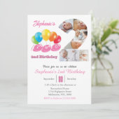 Invitation 2nd birthday photo collage number 2 Girl (Debout devant)