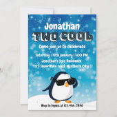 Invitation 2nd Birthday Two Cool Penguin Boy (Devant)