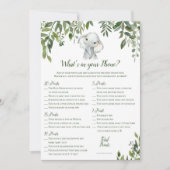 Invitation 2x Jeux Eléphant Baby shower 5x7" Taille (Devant)