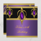 Invitation 30 30e Anniversaire Elégant Jeu pourpre Noir Or (Devant / Derrière)