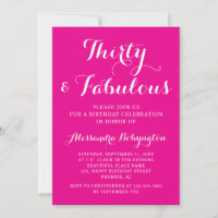 30 Anniversaire fabuleux calligraphie rose blanc