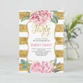 Invitation 30 Anniversaire - Floral Gold - Glam (Debout devant)