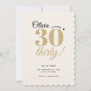 Invitation 30 ans Anniversaire Or Champagne Élégan