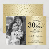 Invitation 30 ans de mariage - Cadeau photo or (Devant / Derrière)
