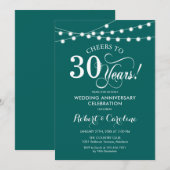 Invitation 30 ans de mariage - Vert émeraude (Devant / Derrière)