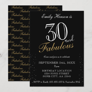 Invitation 30 ans et Fabuleux Élégant Script Anniversaire