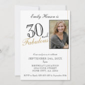 Invitation 30 ans et Fabuleux Élégant Script Photo Anniversai (Devant)