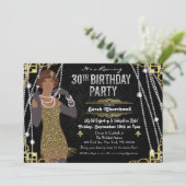 Invitation 30 ans fille flapper afro-américaine   (Debout devant)