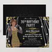 Invitation 30 ans fille flapper afro-américaine   (Devant / Derrière)