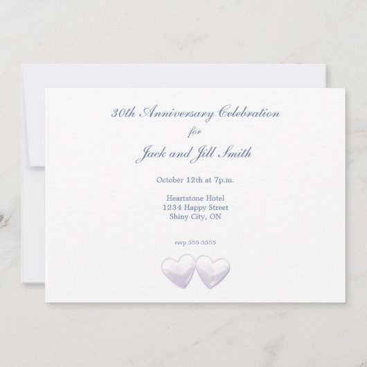 Invitation 30 ans Pearl Hearts (Dos)