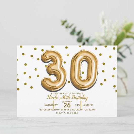 Invitation 30 Ballons d'or & Confetti 30e fête d'anniversaire (Debout devant)