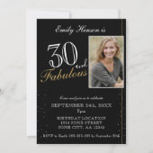 Invitation 30 et fabuleux Elegant Black Photo Anniversaire (Devant)