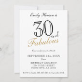 Invitation 30 et fabuleux script élégant Anniversaire (Devant)