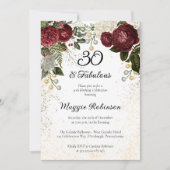 Invitation 30 et Fabulous Glam Rose Floral fête d'anniversair (Devant)