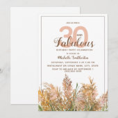 Invitation 30 Fabuleuses herbes de Pampas à Anniversaire Blan (Devant / Derrière)