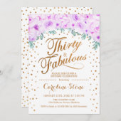 Invitation 30 Fabuleux fête d'anniversaire - Blanc or violet (Devant / Derrière)