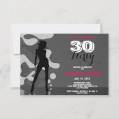 Invitation 30 & FLIRTY Moderne 30e Anniversaire Hot Pink élég (Devant)