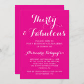 Invitation 30 Merveilleux Anniversaire rose vif blanc calligr (Devant / Derrière)